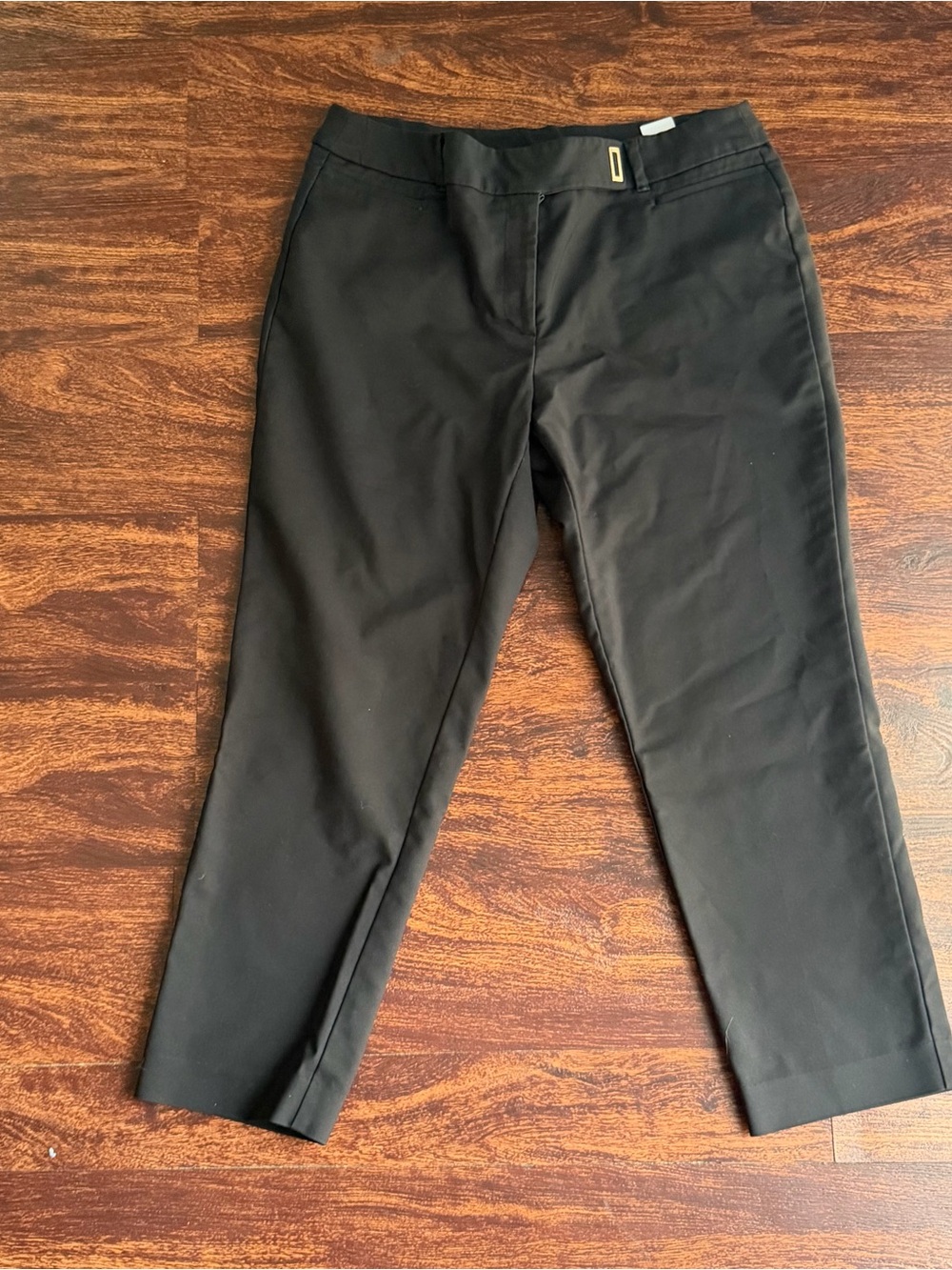 Anne Klein Black Cropped Straight-Leg Trousers